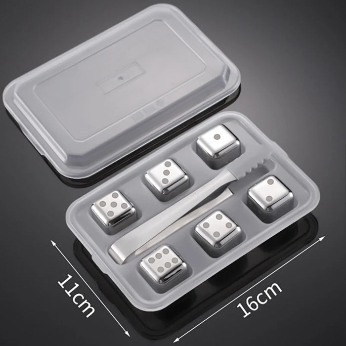 Reusable Stainless Steel Ice Cubes, 304 Steel Chilling Stones for Whiskey, Wine, Beer, Drink, Quick-Freeze Cooling Rock Bar Tool