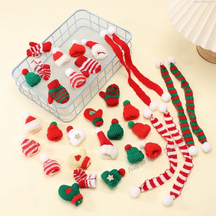 1pcs Mini Christmas Wine Bottle Covers Santa Hats Scarf