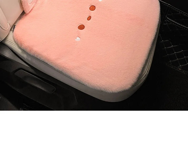 Plush Cute Cartoon Car Seat Cushion Pad Full Set Breathable Four Seasons Car Seat Cover Anti Slip Interior Accessories Universal