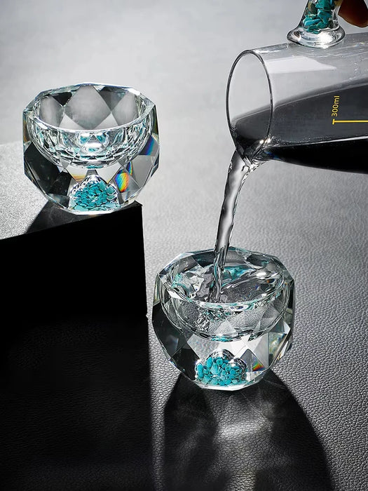 Creative Crystal Faceted Liquor Glasses  Vodka Whiskey Spirits Glasses Turquoise Scales Dispensers Home Sip Glasses Bar Utensils