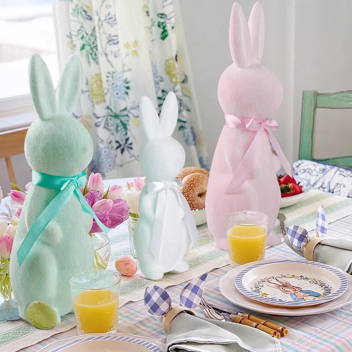 Easter Flocking Ornaments Plush Bunny Spring Decoration Scene Arrangement Gift Detachable Easter Bunny Ornament Easter Gift