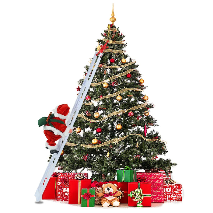 Santa Claus Doll Climbing Ladder with Music Christmas Tree Ornaments
