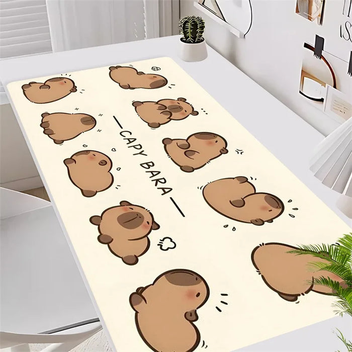 Cute Cartoon Brown Capybara Mouse Pad Large Computer Office Game Table Mats XXL 90x40 Rubber Non-slip Keyboard Mat Long Desk Pad