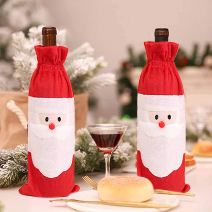 Christmas Wine Bottle Set Golden Velvet Dress Sleeve