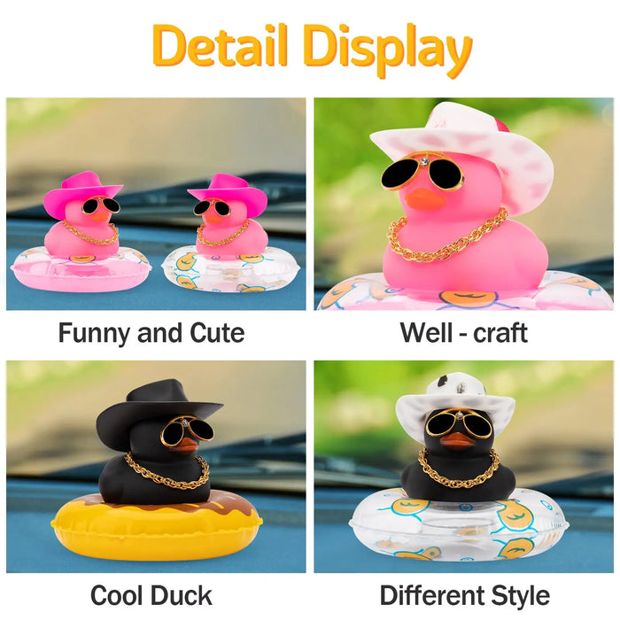 2Pcs Car Dashboard Rubber Duck Decorations