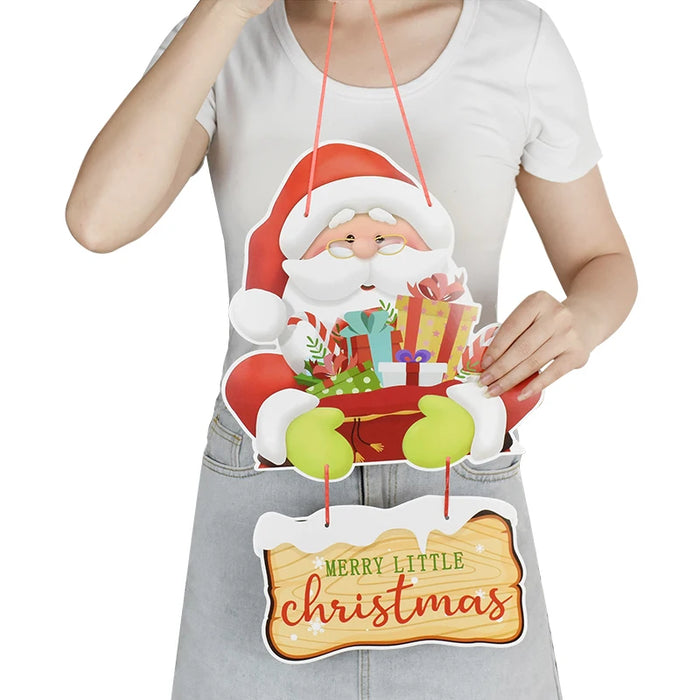 Christmas Door Hanging Paper Ornament Santa Claus Pendants