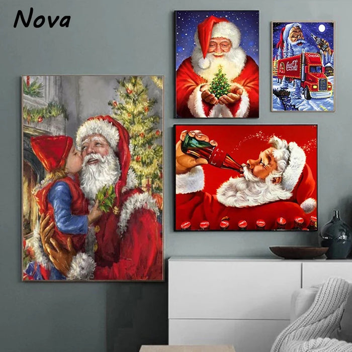 Christmas Canvas Poster Scenery Oil Painting and Prints Christmas Decoration