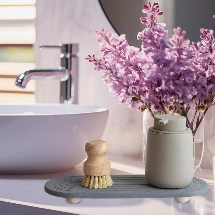 Water Absorbing Stone Counter Tray Quick Drying Neat Diatomaceous Earth Sink Tray Coasters Kitchen Sponge Hand Soap Holder