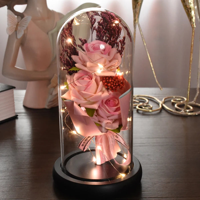 1pc Rose LED Eternal Flower Rose Artificial Flower Christmas Wedding Valentine's Day Birthday Gift Home Decor