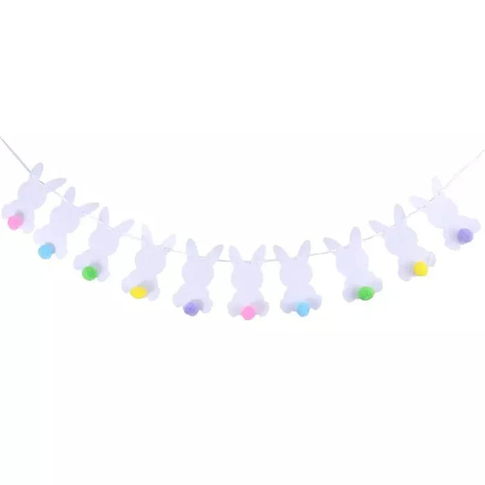 Happy Easter Banner Easter Wreath Easter Eggs Bunny Hanging Swirls Ornaments Indoor Outdoor Spring Easter Themed Party Supplies