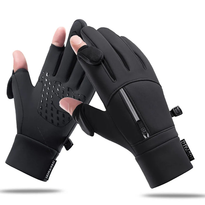 GTUBIKE New Winter Flip Open Two Finger Gloves Warm Touch Screen Gloves Outdoor Windproof Waterproof Cycling Fishing Gloves