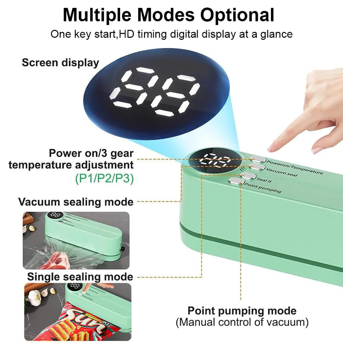 Mini Vacuum Sealer Portable Wireless Food Vacuum Sealer USB Rechargeable Package Plastic Bags Automatic Vacuum Sealing Machine