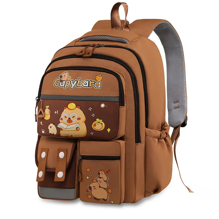 Kawaii Capybara School Backpack for Girls School Bags Set Casual Daypack Teens Girls Book Bag Children Schoolbag Travel Backpack