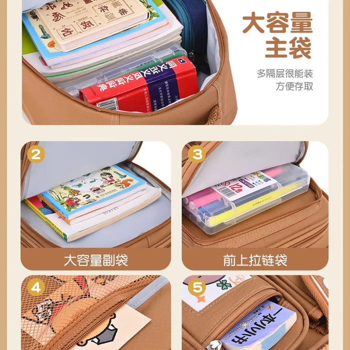 Capybara Children Cartoon School Backpack with Wheels Students Bags for Girls Boys Trolley  Schoolbag Rolling Wheeled Backpacks