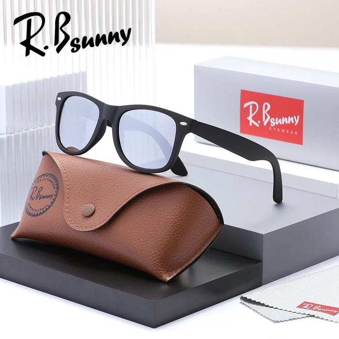 RBsunny Classic Polarized Sunglasses Men Women Outdoor UV400 Retro Black Frame Glasses Male Fashion Anti Glare Driving Eyewear