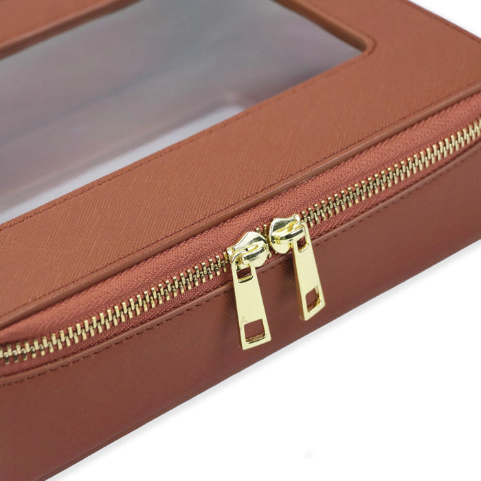 Customized Letters Transparent Makeup Bag Saffiano Portable Cosmetic Case
