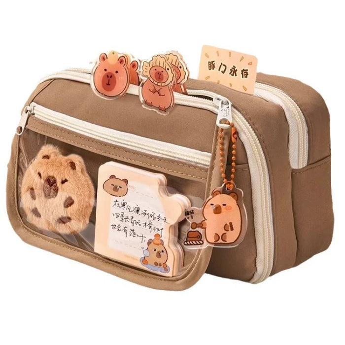 Capybara 9-layer large capacity pencil case, large capacity pencil case flip cover stationery pencil case stationery storage bag