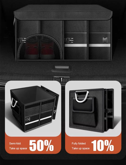 SEAMETAL Foldable Trunk Storage Box Waterproof Oxford Cloth 110L Large-Capacity Car Organizer for Camping/Fishing Easy to Carry