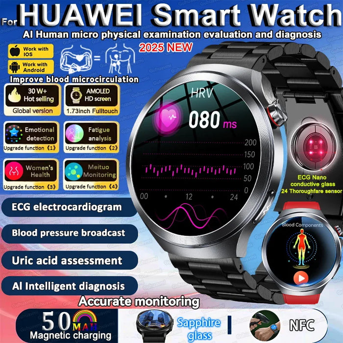 2025 New Micro Physical Examination ECG SmartWatch Blood Pressure Emotional Detection Fatigue Monitoring Smartwatch