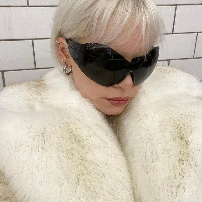 Luxury Brand Runway Fashion Gradient Cropped Fluffy Fur Jacket Coat