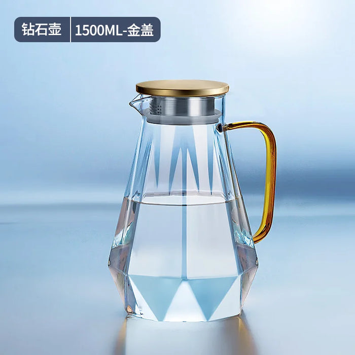 2L Large Capacity Cold Water Bottle Glass Heat-Resistant High Temperature Cold Water Bottle Teapot Set Boiling Water Cup