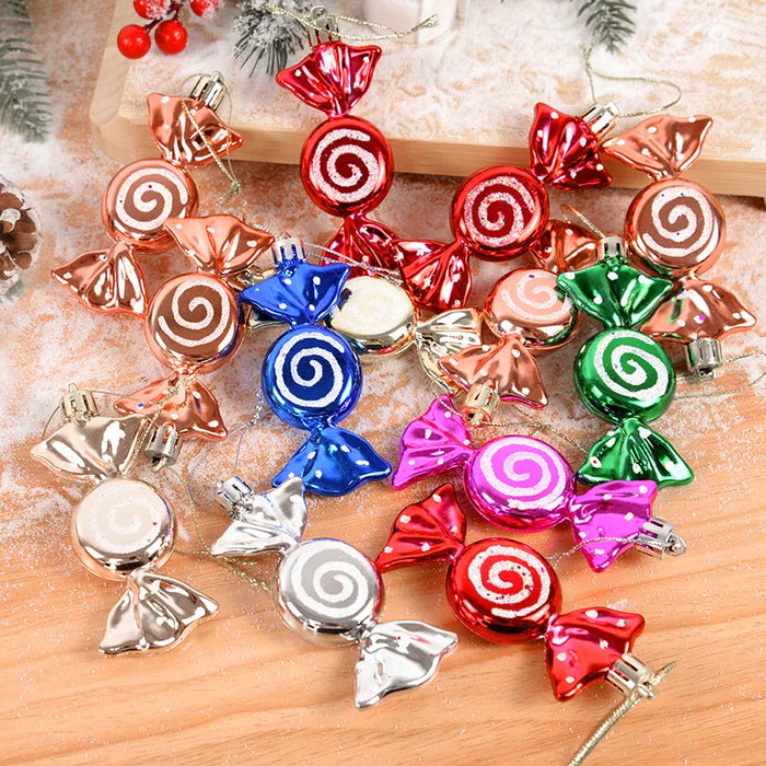6pcs/box Christmas Candy Pendant Xmas Tree Hanging Ornaments