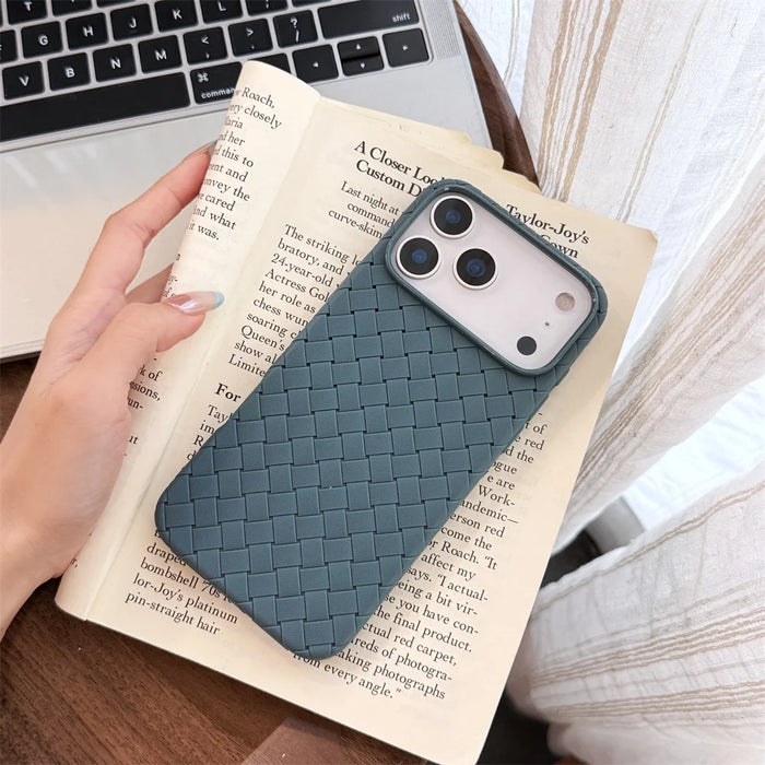 Braided Textured Phone Case for IPhone 17 AIR 16E 15 14 Plus 13 12 11 Pro Max Liquid Silicone Knitted Pattern Breathable Cover