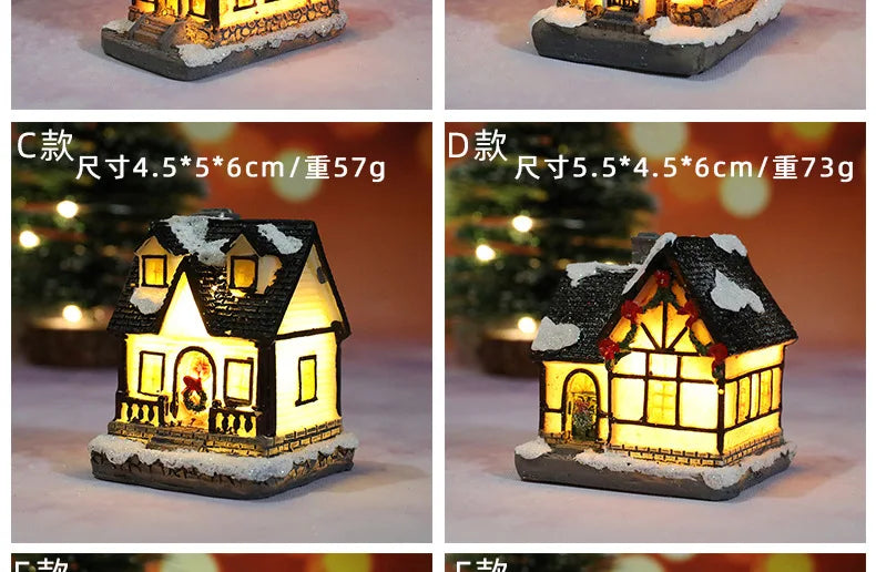LED Christmas Decorations Resin Small House Micro