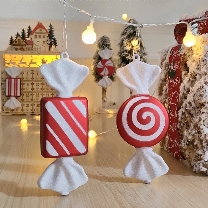 2pc 15cm Large Candy Pendant Christmas Decoration Red And White Lollipop