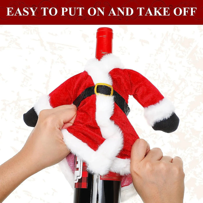 Christmas Wine Bottle Set Golden Velvet Dress Sleeve
