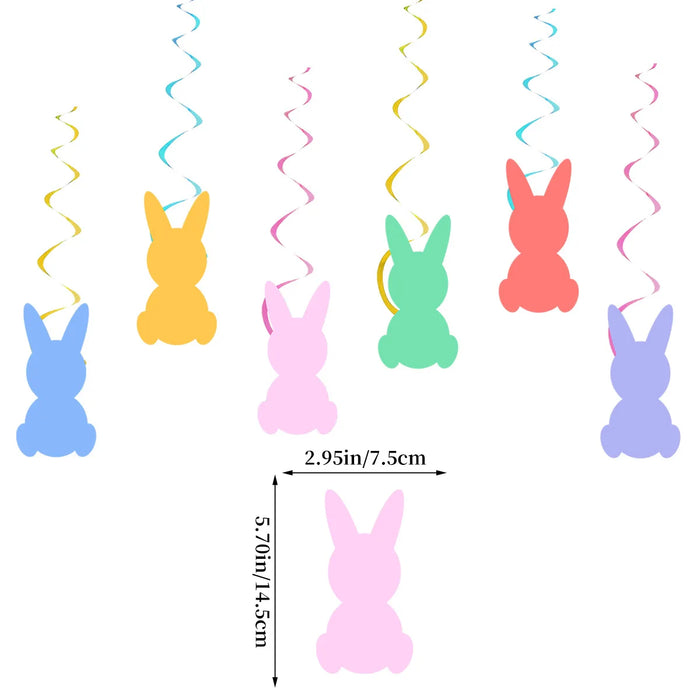 Happy Easter Banner Easter Wreath Easter Eggs Bunny Hanging Swirls Ornaments Indoor Outdoor Spring Easter Themed Party Supplies