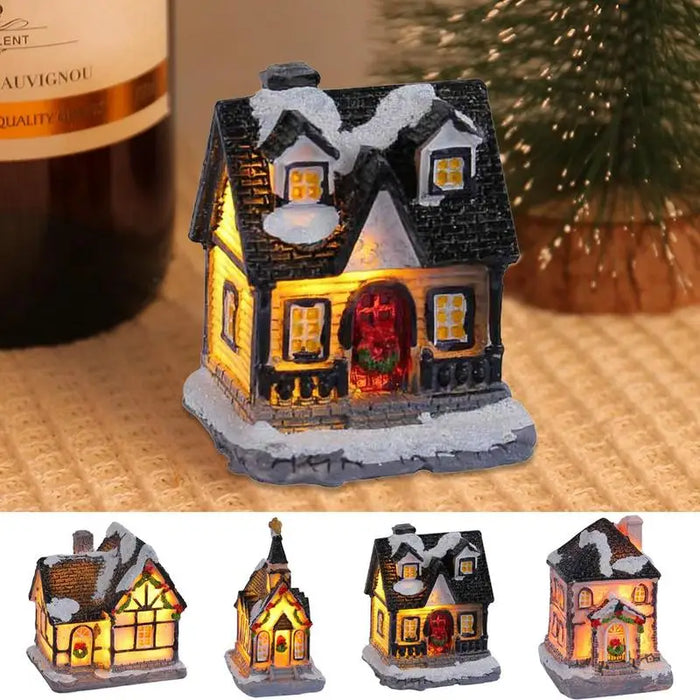 LED Village House Light Up Christmas Village House Resin Light Beacon Table