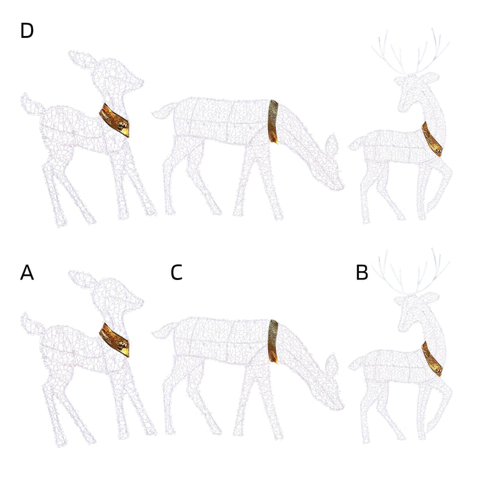 Metal Frame Reindeer Decor Glowing Christmas Deer Ornament Set with Led Lights