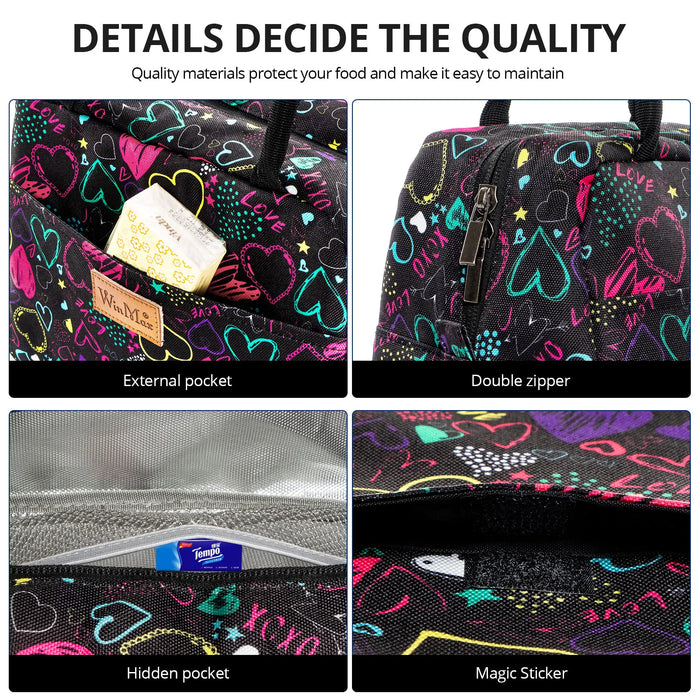 Lunch Box Thermal Bag Portable Waterproof Durable Wide Opening