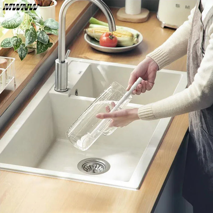 Silicone Milk Bottle Brush Cup Scrubber Glass Cleaner Long Handle Drink Bottle Clean Brush Kitchen Cleaning Tool