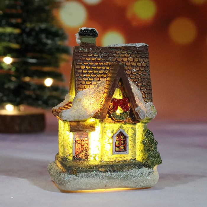 Brightness LED Light Up Small Village House Scene Christmas Decor Ornament 2024 New Year Home Decor Navidad