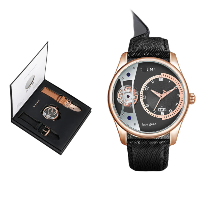 Set Gift Box for Men's Minimalist Business Watch Luxury Versatile Double Strap Detachable Watch Festival Gift