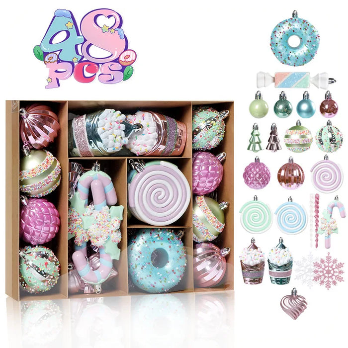 Christmas Ball Decoration Kraft Paper Set Box Donuts Pink Candy Unicorn Ice Cream