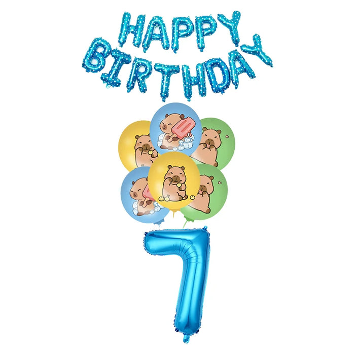 Capybara Birthday Decoration Cartoon Tableware Cups Plate Napkin Balloons Capybara Theme Birthday Party Decoration Supplies Kit