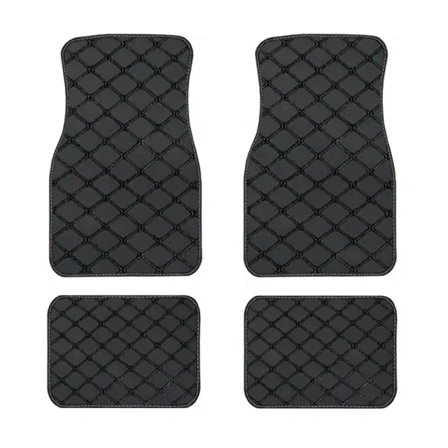 Car Floor Mats 4PCS Universal PU Leather Waterproof Auto Foot Pad Protector