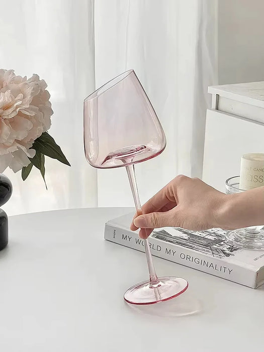 500ml Large Capacity Pink Red Wine Wine Glass High-Value Home Crystal Champagne Glass Cup Oblique Mouth Goblet