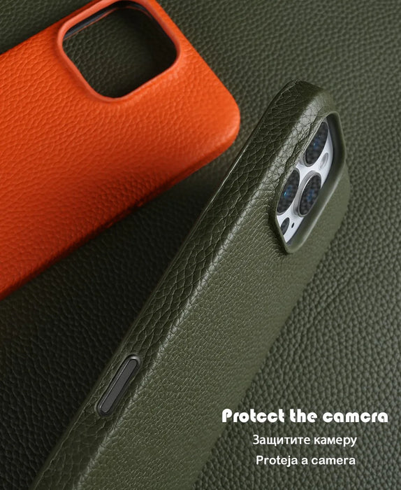 Luxury Magnetic Magsafe Genuine Leather Case For iP 16 Pro Max 15 14 13 12 11 Phone Cases Back Cover