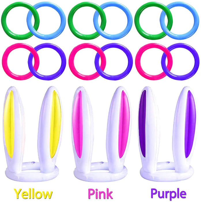 Easter Party Game Inflatable Rabbit Ear Hat Bunny Ears Ring Toss Game Kid Toys Funny Gift Family Game Birthday Party Supplies