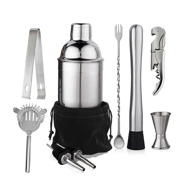 6/7/10pcs Stainless Steel Cocktail Shaker Bartending Tools Bartender Kit Martini Sharker Drink Mixer Set With Storage Bag