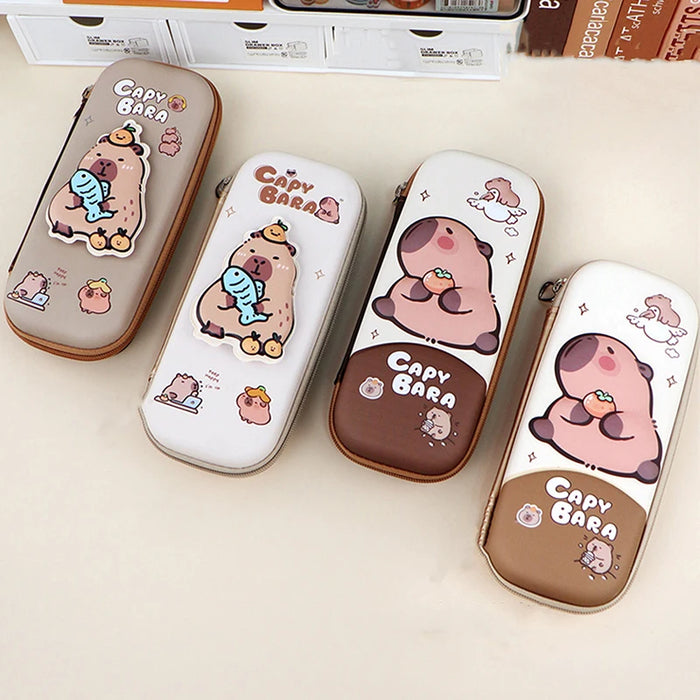 3D Cute Capybara Pencil Case Drop Resistant Waterproof Storage Box Hard Shell Decompression Pen Bag Student School Supplies