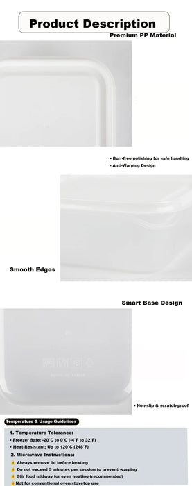 10-Piece BPA-Free Clear Plastic Food Containers – Stackable Airtight Storage for Fridge/Pantry