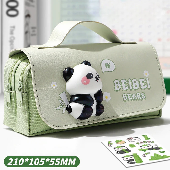 Kawaii Capybara Large Capacity Pencil Case with Stress Relief Function Cute Pens Bag with Pressable Toy for Students Stationery