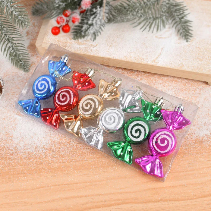 6pcs/box Christmas Candy Pendant Xmas Tree Hanging Ornaments