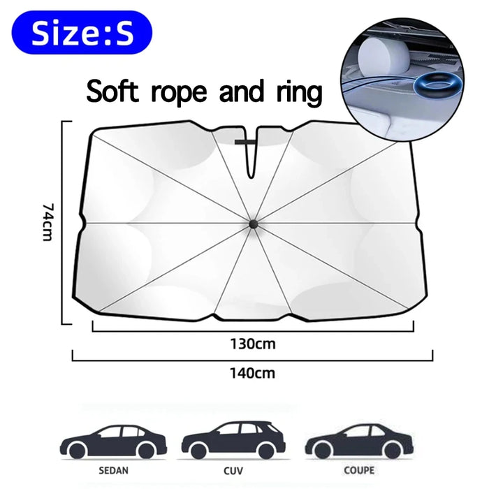 2025 Car Windshield Sunshade Foldable Umbrella Sun Shade Front Window Cover for UV Ray Block Heat Portable Protector Parasol
