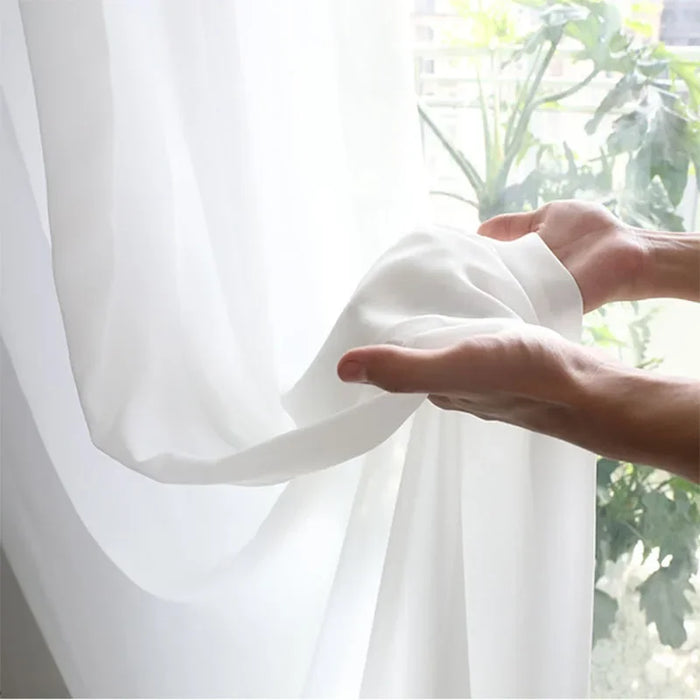 1Pc  Super Soft Chiffon White Tulle Sheer Curtains for Living Room Lining Bedroom Window Decor